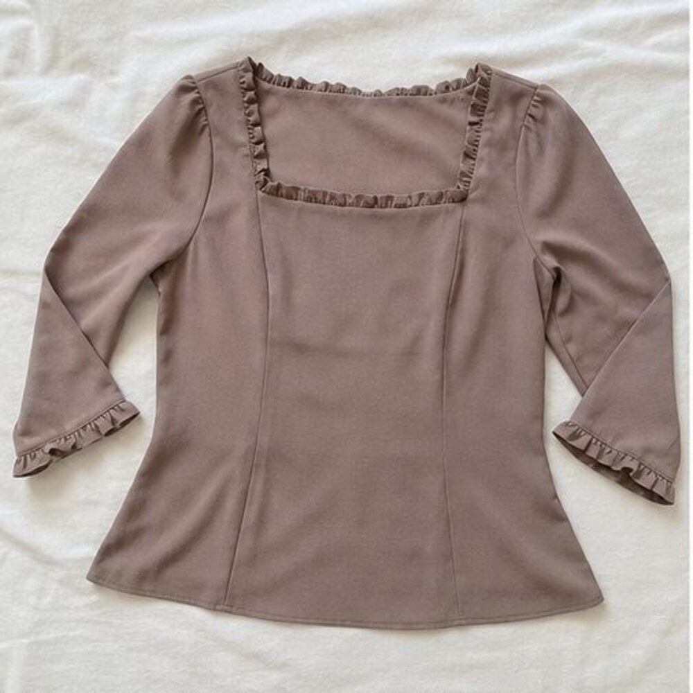 Taupe Button Blouse